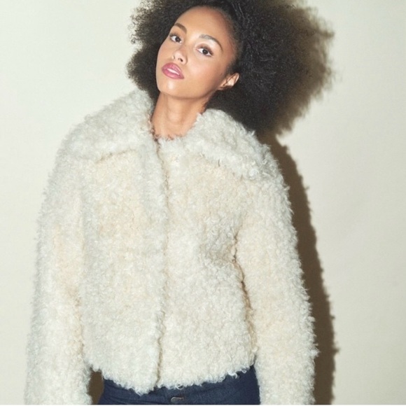 Rouje Serge Coat Faux Fur Size 36 - Picture 4 of 7